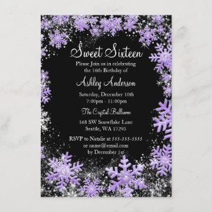 Invitation Sweet 16 Winter Wonderland Sparkle Snowflakes