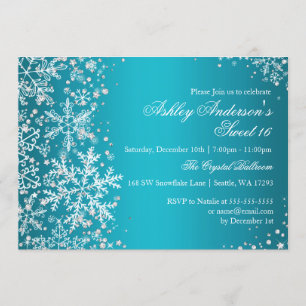Invitation Sweet 16 Winter Wonderland Sparkle Snowflakes