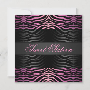 Invitation Sweet 16 Zebra Imprimer rose Anniversaire Invitati