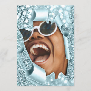 Invitation Sweet 16e 15e Fête des mariées 3D Bleu Graduate