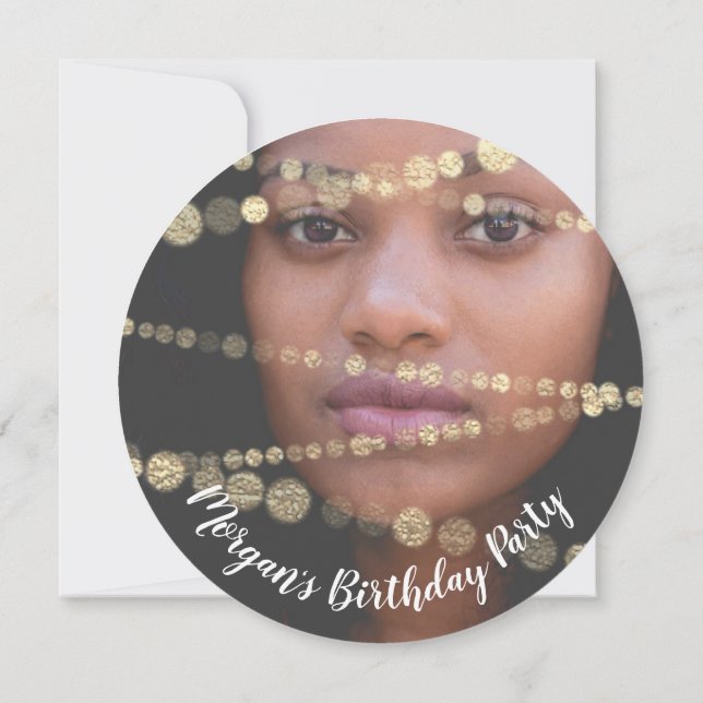 Invitation Sweet 16e anniversaire Photo Confetti Rose Gold (Dos)