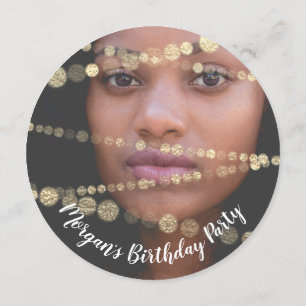 Invitation Sweet 16e anniversaire Photo Confetti Rose Gold