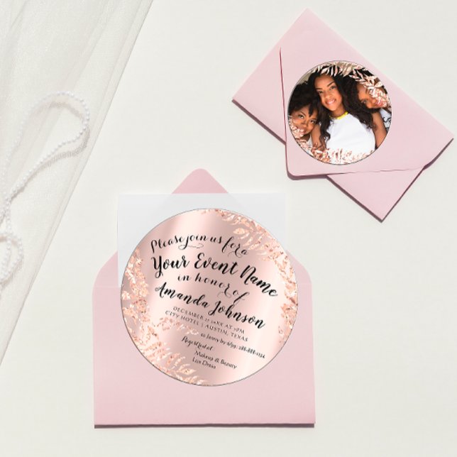 Invitation Sweet 16e anniversaire Photo Floral Rose rose Roya (Créateur téléchargé)