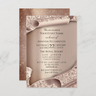 Invitation Sweet 16e Mariage nuptiale 3D Rose or