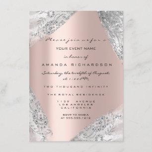 Invitation Sweet 16th Dress Spark Rose Silver Grey Diamond