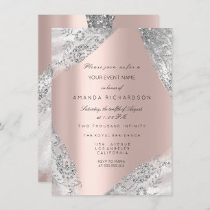 Invitation Sweet 16th Dress Spark Rose Silver Rose Diamond