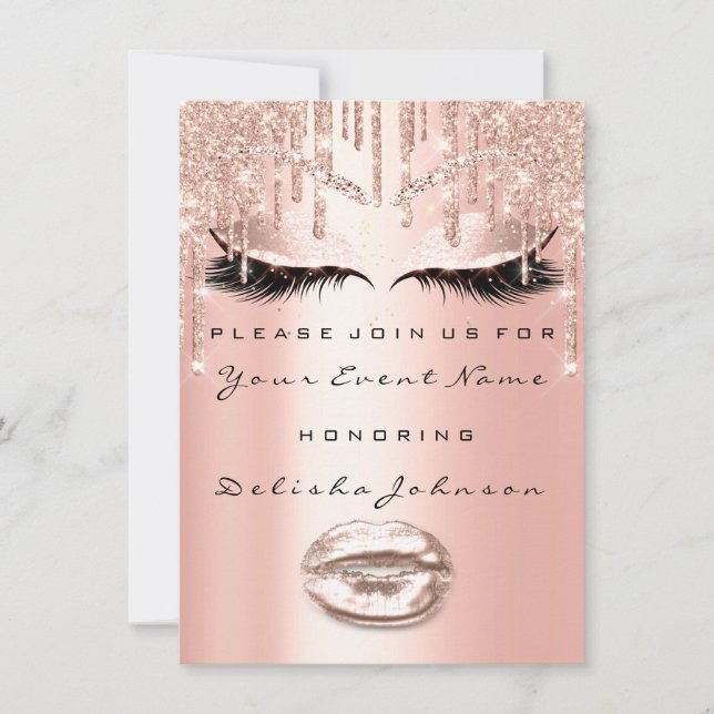 Invitation Sweet 16th Drips Parties scintillant maquillage VI (Devant)