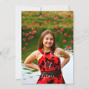 Invitation Sweet 16th Elisabeth Red Grey Silver Drips Photo