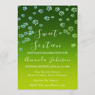 Invitation Sweet 16th Flower Royal Ombre Green Photo