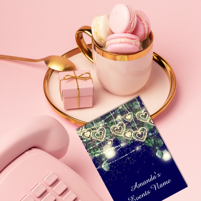 Invitation Sweet 16th Green BRIDAL Rustic Gold Blue marine (Créateur téléchargé)