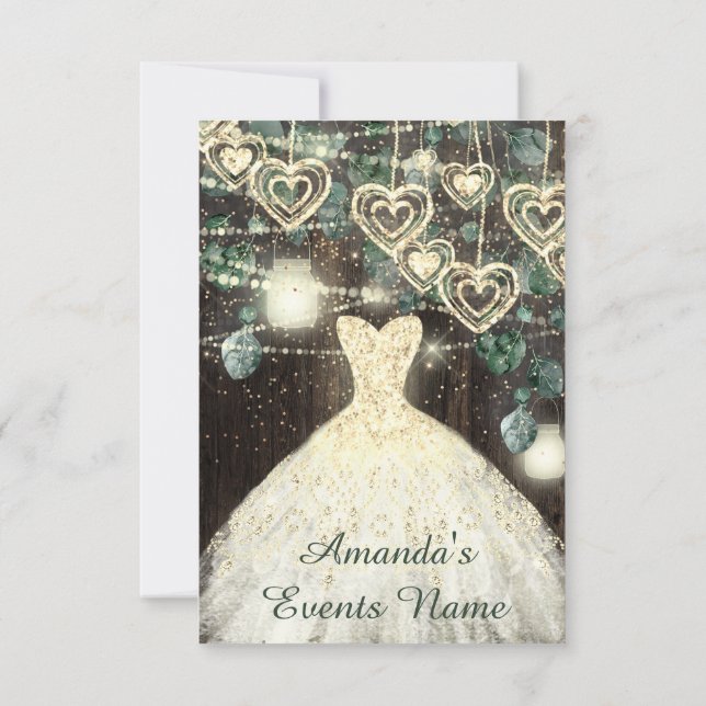 Invitation Sweet 16th Green BRIDAL Rustic Gold Confetti (Dos)
