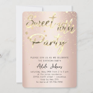 Invitation Sweet 16th Instant Télécharger Rose Gold Confetti