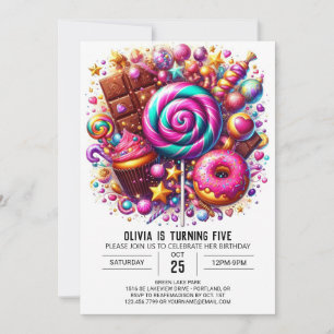 Invitation Sweet adorable Candyland Digital Anniversaire