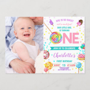 Invitation Sweet and Fun Candy Land Sweet Girl 1er anniversai