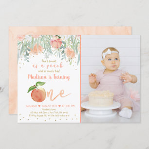 Invitation Sweet As A Peach Floral Gold Premier Anniversaire
