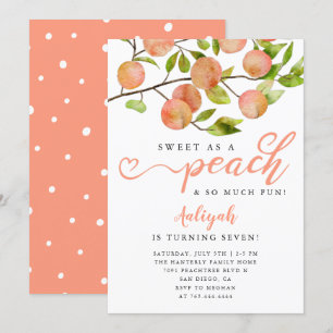 Invitation Sweet As A Peach Girl Anniversaire