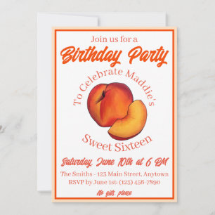 Invitation Sweet as a Peach Seize 16 Seizième anniversaire