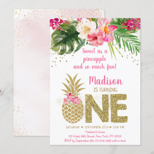 Invitation Sweet As A Pineappy Pink Gold Premier Anniversaire