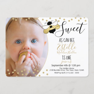Invitation Sweet as can Bee 1st Birthday Party Photo