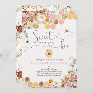 Invitation Sweet As Can Bee Boho Baby shower Fleur sauvage