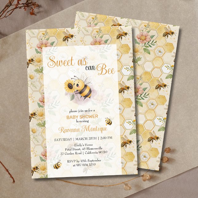 Invitation Sweet as can Bee Honeycomb Bee Custom Baby Shower (Créateur téléchargé)