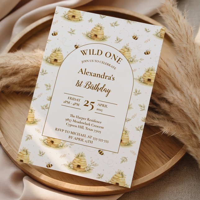 Invitation Sweet As Can Bee Wild One Birthday (Créateur téléchargé)