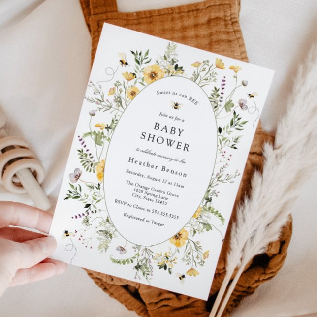 Invitation Sweet as Can Bee Yellow Flowers Baby Shower  (Créateur téléchargé)