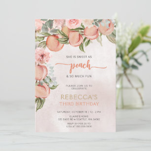 Invitation Sweet as Peach Girl Anniversaire