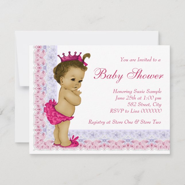 Invitation Sweet Baby Baby shower rose et violet (Devant)