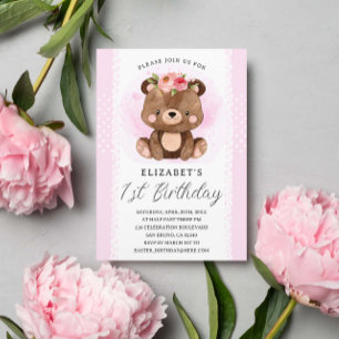 Invitation Sweet Baby Bear Woodland Anniversaire Fête Invitat
