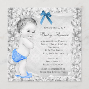 Invitation Sweet Baby Boy Baby shower bleu et gris