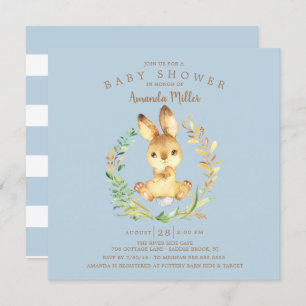 Invitation Sweet Baby Bunny Boys Baby shower