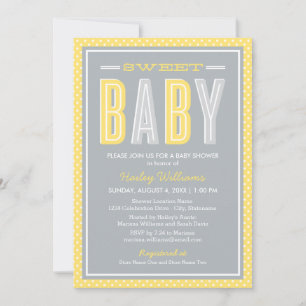 Invitation Sweet Baby Chic Type Baby shower jaune et gris