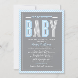 Invitation Sweet Baby Chic Type Bleu et gris Douche
