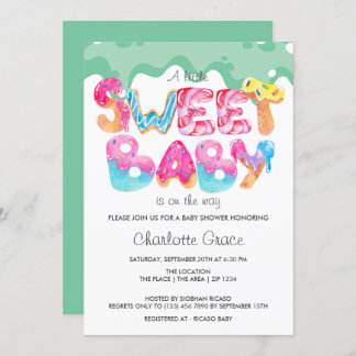 Invitation Sweet Baby est sur le chemin (vert unisex)