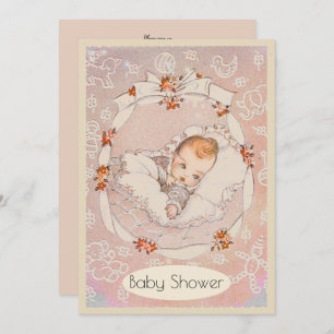 Invitation Sweet Baby Girl Baby shower Vintage