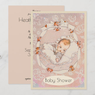 Invitation Sweet Baby Girl Baby shower Vintage