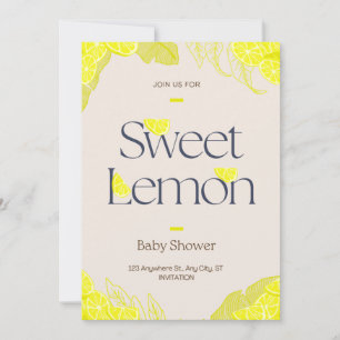 Invitation Sweet Baby Girl Lemon Watercolor Girl Baby shower