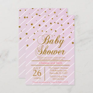 Invitation Sweet Baby Pink & Gold Confetti   BABY SHOWER