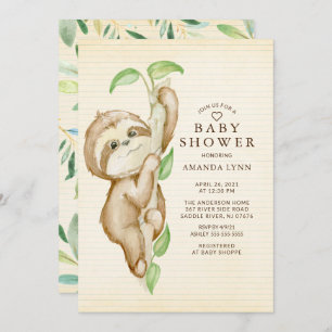 Invitation Sweet Baby Sloth Baby shower