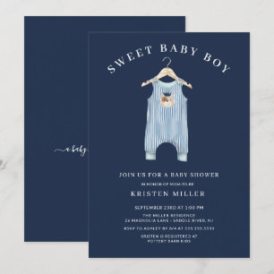 Invitation Sweet Bear Romper Boys Baby shower