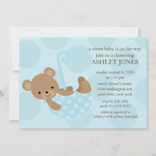 Invitation Sweet Bear Umbrella Baby Shower