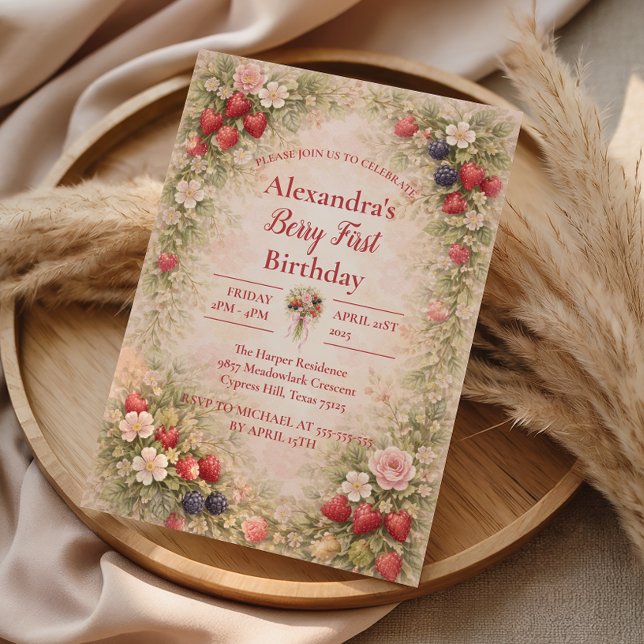 Invitation Sweet Berry Garden 1st Birthday (Créateur téléchargé)