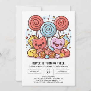 Invitation Sweet Bohemian Lollipop anniversaire