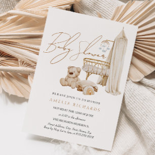 Invitation Sweet Boho Nursery Baby shower bleu