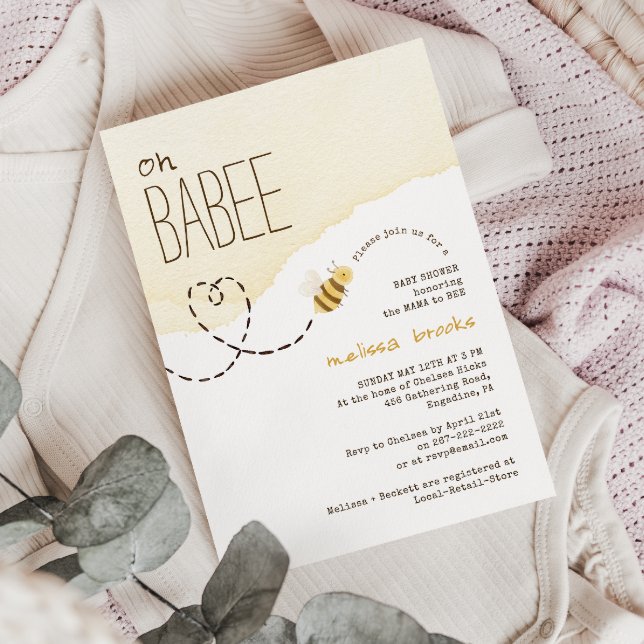 Invitation Sweet Bumblebee "Oh Babee" Baby shower (Créateur téléchargé)