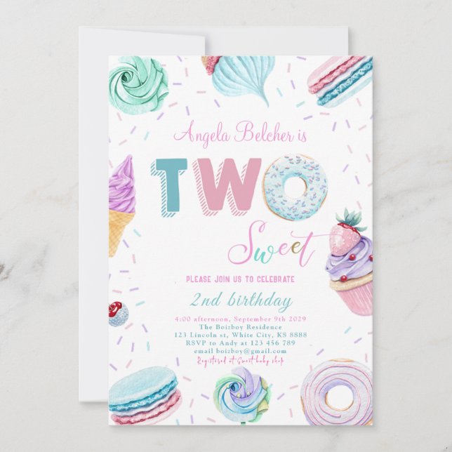 Invitation Sweet Candy Celebration 2e anniversaire (Devant)