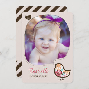 Invitation Sweet Candy Damask Chick Girl 1er anniversaire Inv