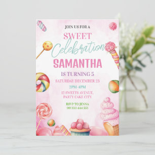 Invitation Sweet Candy fille d'anniversaire
