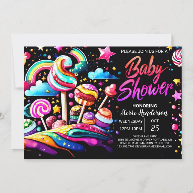 Invitation Sweet Candy Wonderland Baby shower (Devant)